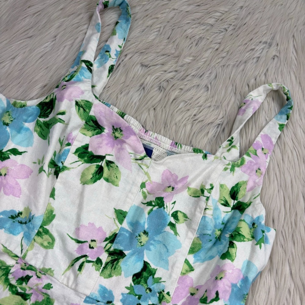 Old Navy Women's L Floral Fit & Flare Linen-Blend Midi Dress Cottagecore Twee - Picture 3 of 10